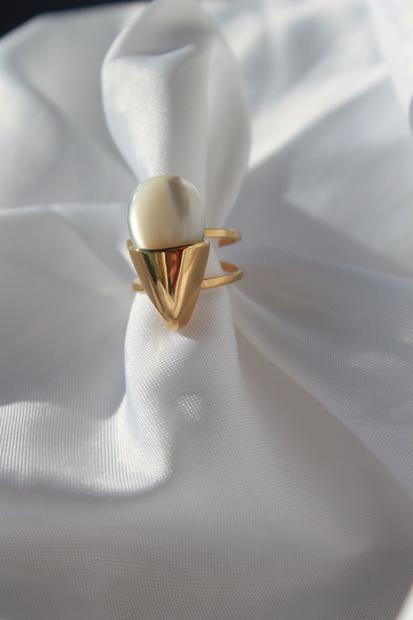 PAIXÃO Anel dourado e branco brilhante