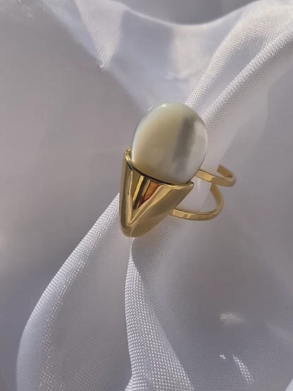 PAIXÃO Anel dourado e branco brilhante